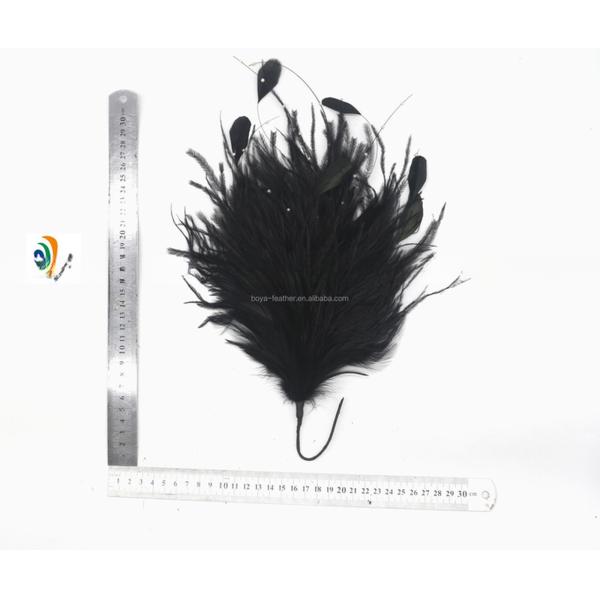 15*30 cm Ostrich Feather Plumes Flower Mount with Wire Accessory in Dyed Pattern