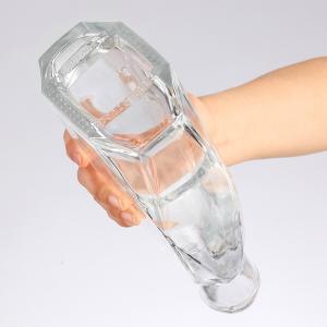 Buy cheap Clear Glass Vodka Brandy Whiskey Bottle with Unique Shape 500ml 750ml Customized Design from wholesalers
