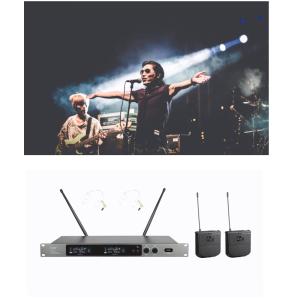 Buy cheap UHF Dual-Channel Lavalier Wireless Microphone System with LCD Screen from wholesalers