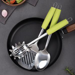Buy cheap 6pieces kitchen tools with Soft handle Green color handle with tray soup scoop Pasta Server Spoon Draining Spoon Slotted from wholesalers