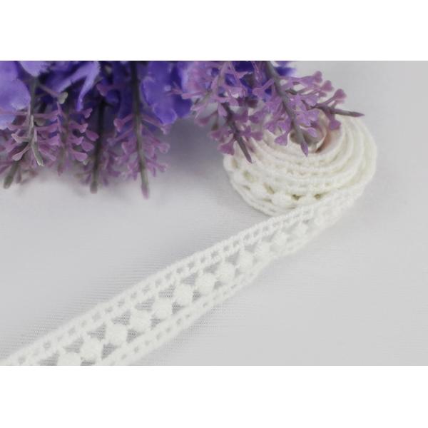 1.5cm Width Chemical Eyelet Cotton Lace Trim With Concise Quadrate / Dot Design