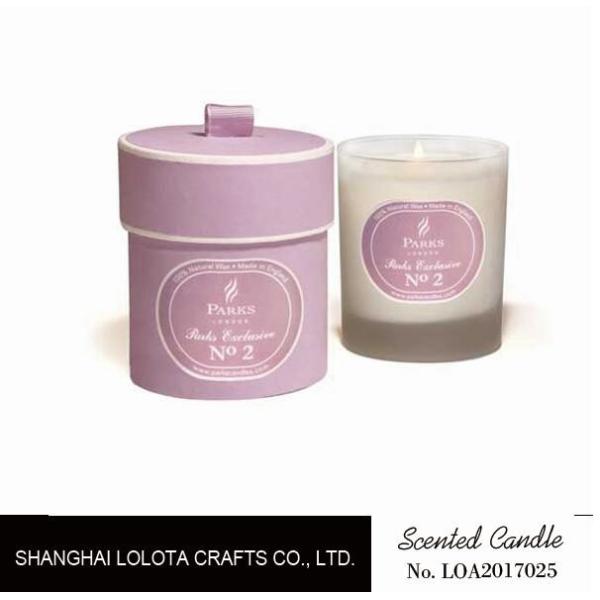 Scented pink frosted jar soy wax candle with pink round gift box