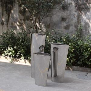 Buy cheap High and big mirror flower pots stainless steel silver planter from wholesalers
