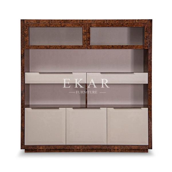 Quality Wood Veneer Leather Designer Preferred Book Shelf Bookcase for sale
