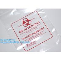 China 60 micron clear LDPE plastic cotton draw string garbage biohazard bag, Custom printed compostable flat on roll trash bag for sale