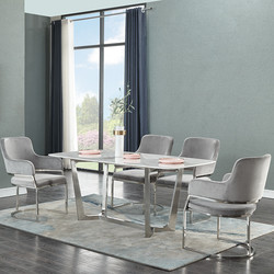 0.7CBM 20mm Modern Rectangle Dining Table Stainless Steel Frame