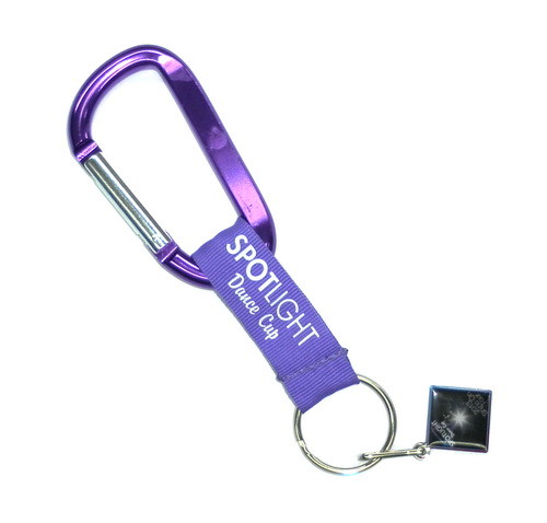 Silk Screen Print Logo Carabiner Key Chains , Polyester Lanyard Keychain With