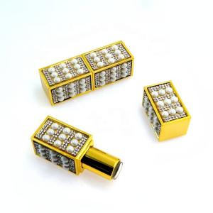 Fashionable Square 12.1mm ABS Personalized Lipstick Tubes With Pearl