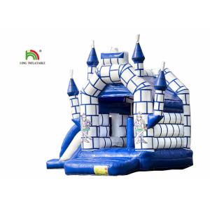 Blue 0.55mm PVC Tarpaulin Kids Inflatable Jumping Castle With Slide