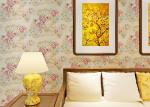 0.53*10M Contemporary Bedroom Wallpaper With Light Yellow Floral Pattern , Heat
