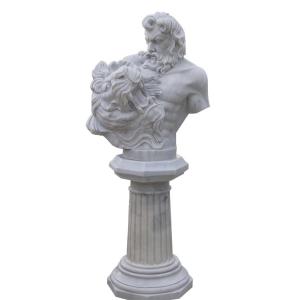 Buy cheap Man bust statue with lion marble sculptures,China stone carving Sculpture supplier from wholesalers