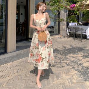 Buy cheap Retro Backless Floral A Line Midi Dress from wholesalers