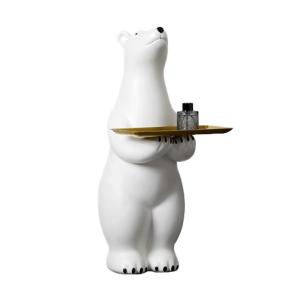 Buy cheap Creative White Polar Bear Side Table Large Floor Stand Decor With Tea Tray product