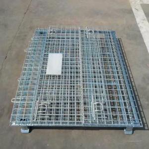 Buy cheap Galvanized 1200*1000*890mm Foldable Lockable Wire Mesh Transport Metal Storage Wire Mesh Pallet Cage from wholesalers