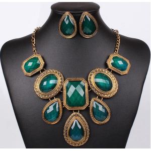 Buy cheap Exaggerated retro ancient gold-plated resin necklace jewelry sets from wholesalers
