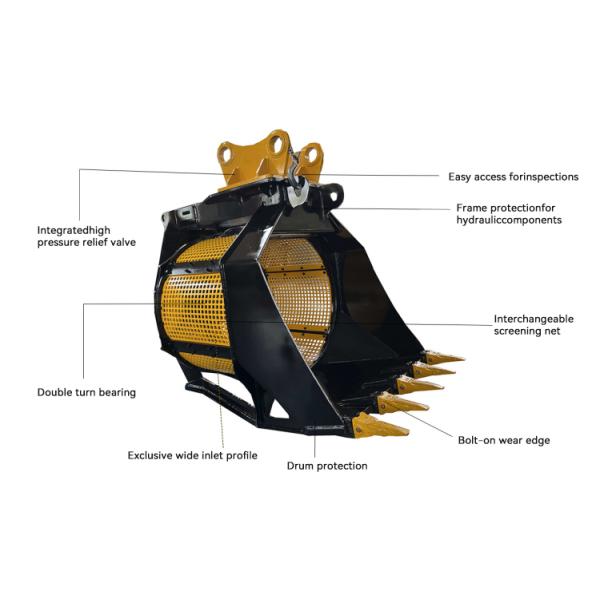 0.46 - 1.2 M3 Capacity Excavator Sieve Bucket Hydraulic Rotating Screen Bucket