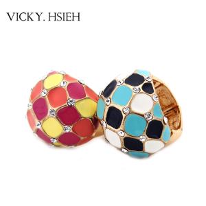 Buy cheap VICKY.HSIEH Gold Tone Blue Red Exposy Ball Stretch Rings product