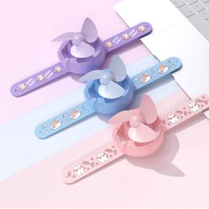 Buy cheap ETEK Watch-style mini fan with 300mAh battery, 3 colors (Purple/Pink/Blue), includes charging cable + manual. from wholesalers