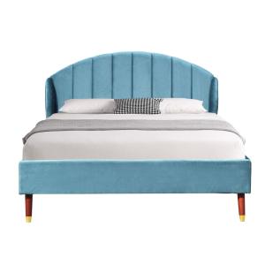 Buy cheap Blue Velvet Upholstered King Bed With Minimalist Headboard from wholesalers