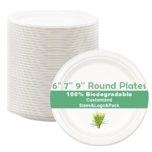 Buy cheap Disposable Sugarcane Bagasse Compostable Pulp Tableware Party Paper Plate from wholesalers