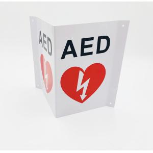 Buy cheap Triangular White AED Wall Sign , V Shape Plastic First Aid AED Sign from wholesalers