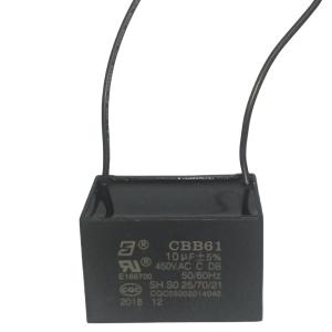 Buy cheap CBB61 450v 10mfd Single Phase Ceiling Fan Capacitor Plastic Triangle With Location Hole from wholesalers