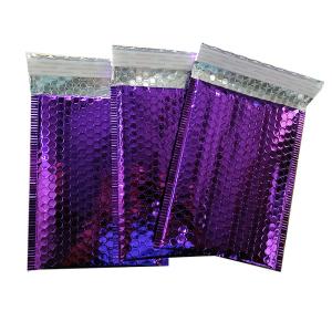 Poly Glossy Purple Metallic Bubble Mailers With Self Sealing