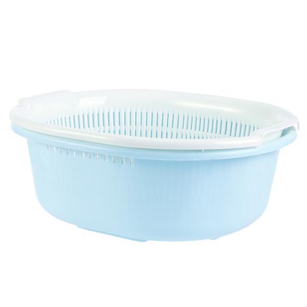 Plastic PP Elliptic Vegetables Wash Basket With Bituminous Water