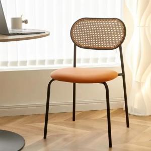 China Modern Stackable Rattan Dining Chair with Metal Frame on sale