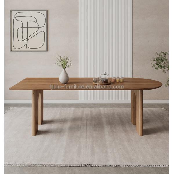 Modern Nordic Home Furniture Solid Wood Rectangular Dining Table with Walnut