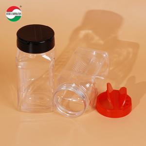 Buy cheap 425ML Wholesale Sample Provided Plastic Spice Jars Bottles Containers With Red Black Lid Perfect For Storing Spice And Powders from wholesalers