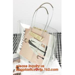 customized printing soft clear pvc packaging bag with handle for wine, vinyl pvc