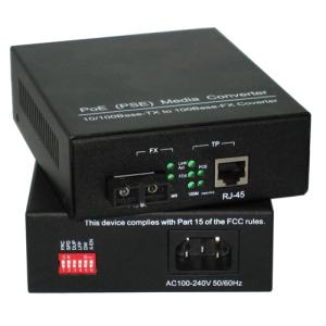 10M / 100M Power Over Ethernet PSE Media Converter Built In AC / DC Power Supply