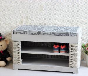 Buy cheap Home Furniture Organizer Wooden Shoe Rack Hand-woven Sideboard product