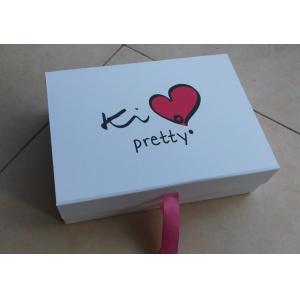 Wholesale customized cardboard magnet gift packing flat folding box with silk