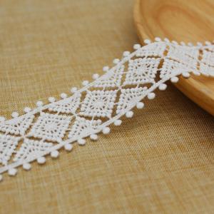 Buy cheap 3.5cm Polyester White Embroidered Lace Trim For Garment from wholesalers