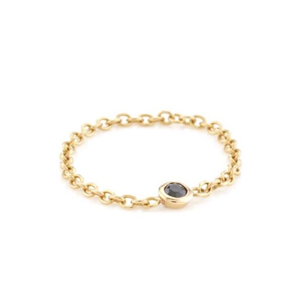 Quality 3mm Stone Size Popular Gold Plated 925 Silver Bezel Setting Black CZ Chain Ring Benefit for sale