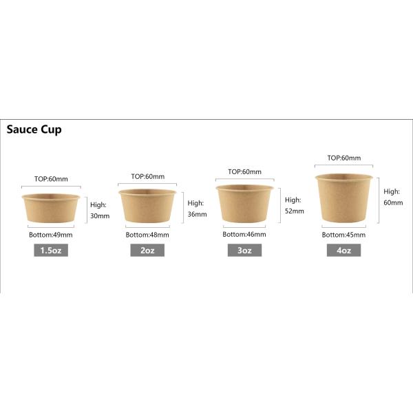 Quality Leakproof ZH Kraft Paper Sauce Cups 3oz With Lids for sale
