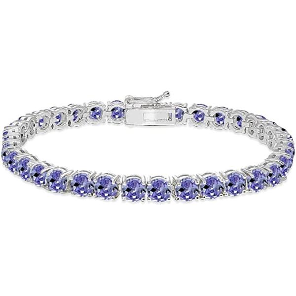 Quality 24.70 CTW Natural Tanzanite And CZ Bracelet In 14K Solid White Gold for sale