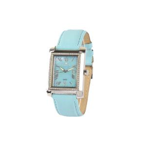 Buy cheap Rectangle Blue Leather Quartz Watch Stainless Steel Case MOP Dial from wholesalers