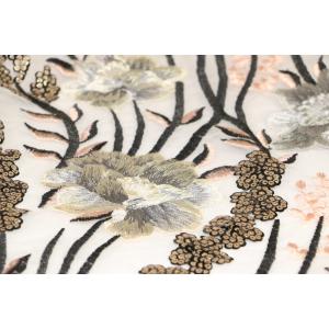 Buy cheap Scalloped  Embroidered Mesh Lace Fabric , Wedding Lace Material With Paillettes from wholesalers