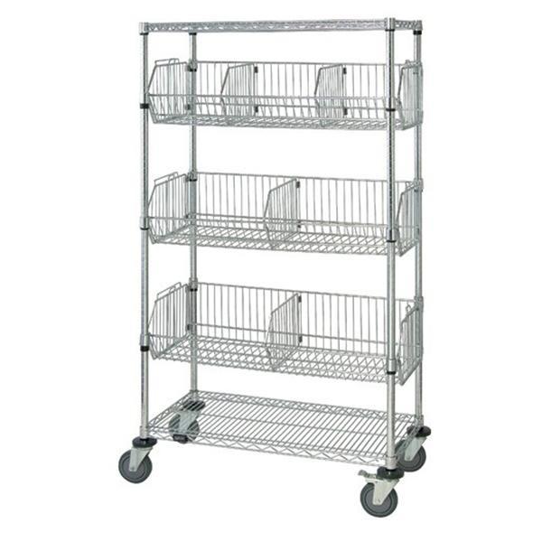 Buy cheap Adjustable Chrome Storage Rack With Wheels , 4 Shelf Wire Shelving With Dividers from wholesalers