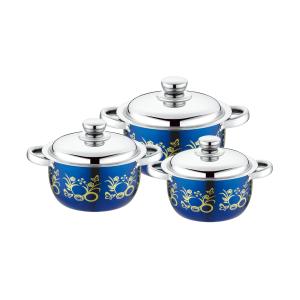 Buy cheap hot selling 6pcs cookware set with red color &16/18/20cm cooking pot &16cm/18cm/20cm cookware set in stainless steel from wholesalers
