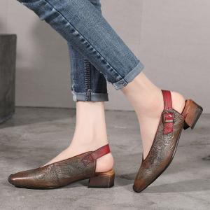 Buy cheap S362 2020 New Simple And Fashionable Mori Women'S Shoes Retro Handmade Square Heel Leather Guangzhou Women'S Shoes from wholesalers