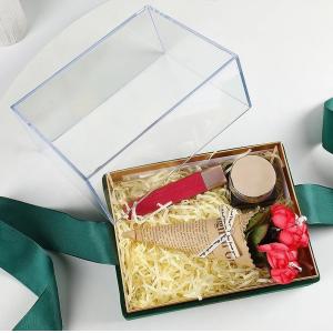 Buy cheap Paper Gift Packing Box with Ribbon Custom Acrylic Cover Lid Transparent Chocolate Box from wholesalers