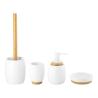 Buy cheap Black And White Polyresin Bathroom Set Round Shape Wood Part Soap Dish Bathroom Countertop Accessories Set from wholesalers