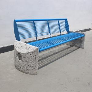 Buy cheap 3 Seater Outdoor Steel Park Benches Seats With Backrest Cement Stone Base from wholesalers