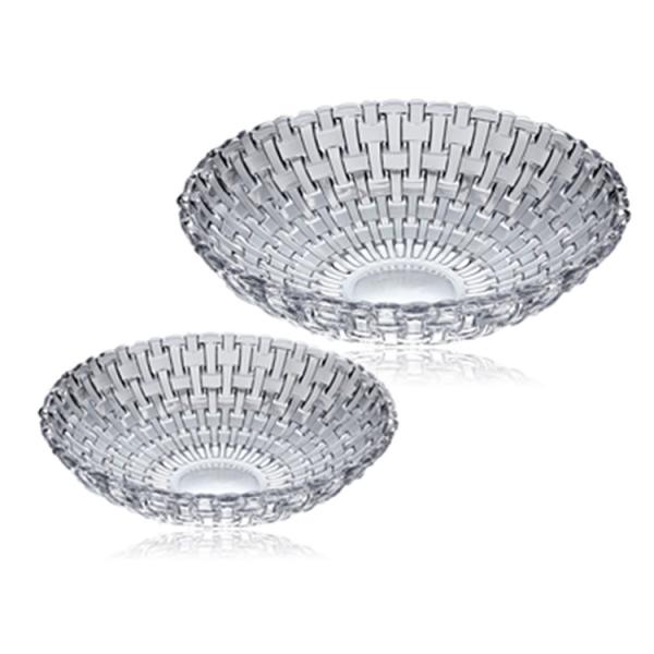 Quality Classic Design Fruit Bowl Salad Bowl Woven Collection Clear Weave Glass Bowl with L/S Sizes for sale