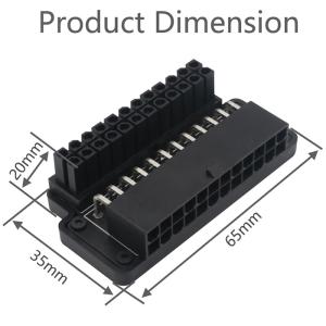 ATX 24Pin Female To 24pin Male 90 Degree Power Adapter