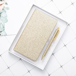 Buy cheap Custom A6 Glittery PU Leather Journal Set With Pen for Daily Weekly and Monthly Planning from wholesalers